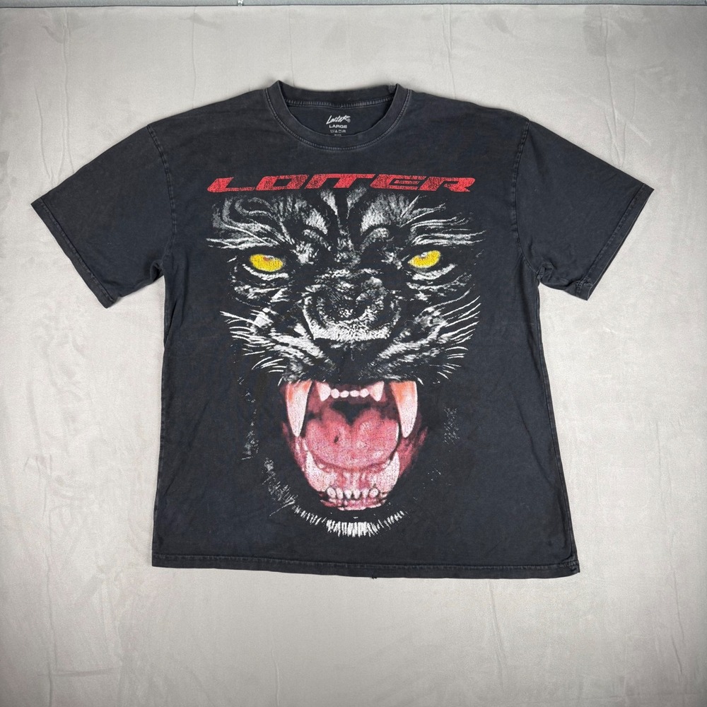 Modern Mens Loiter Panther City Skyline Graphic Streetwear T-Shirt Large